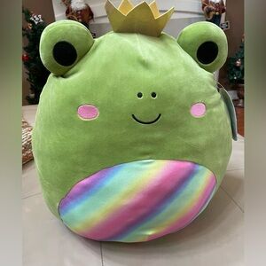 Squishmallows Large Green Frog with Gold Crown and Pastel Belly, 20"